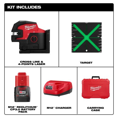Main product image of M12 Green Cross Line & 4-Points Laser Kit, 3624-21