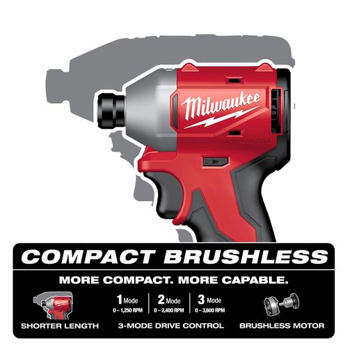 Main product image of M18 Compact Brushless 1/4" Hex 3-Speed Impact Driver, 3651-20