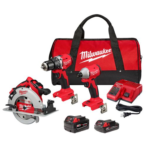 Main product image of M18 18V Li-Ion Brushless Cordless Hammer Drill, Impact Driver, and Circ Saw Combo Kit