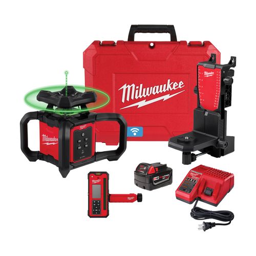 Main product image of M18 Green Interior Rotary Laser Level Kit w/ Remote/Receiver & Wall Mount Bracket, 3702-21