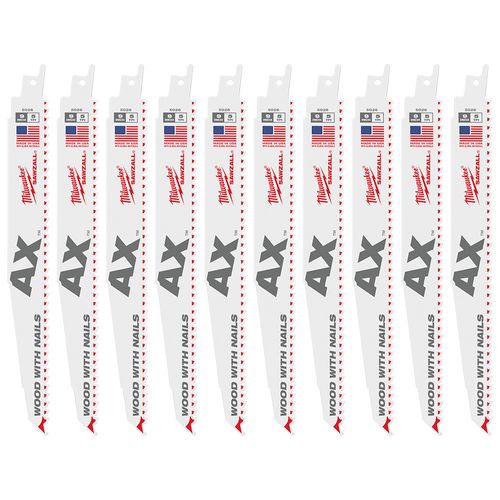 Main product image of 9" 5TPI AX Wood with Nails SAWZALL Recip Blade (10 Pack)