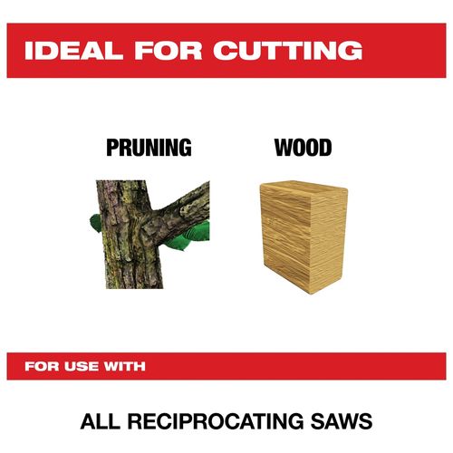 Main product image of 9" 5 TPI Fleam Ground Pruning SAWZALL Blade for Clean Wood (Pack of 5), 48-00-1301