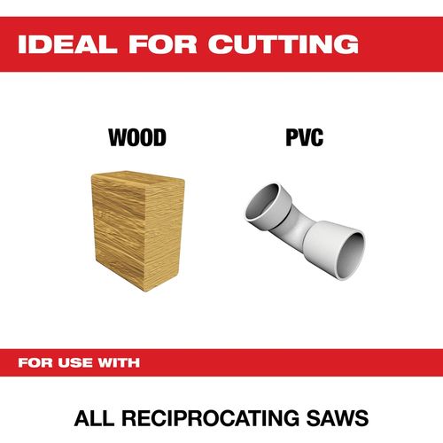 Main product image of 12" 5 TPI Flean Ground Pruning SAWZALL Blade for Clean Wood (1 Piece), 48-00-1305