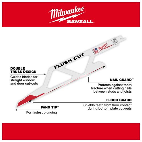 Main product image of Flush Cut SAWZALL Blade (Pack of 1), 48-00-1600
