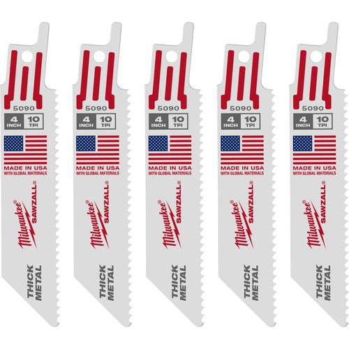 Main product image of 4" 10 TPI SAWZALL Blade for Thick Metal (Pack of 5), 48-00-5090