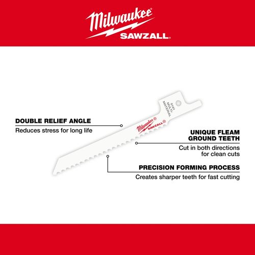 Main product image of 3-5/8" 10 TPI SAWZALL Blade for Metal Scroll (Pack of 5), 48-00-5161