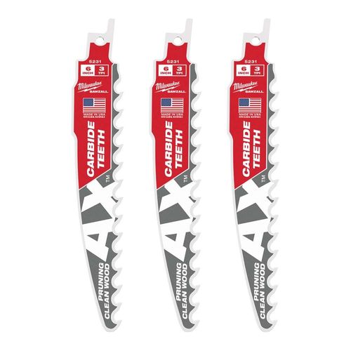 Main product image of 6" 3 TPI AX with Carbide Teeth SAWZALL Blade for Pruning (3 PK), 48-00-5331