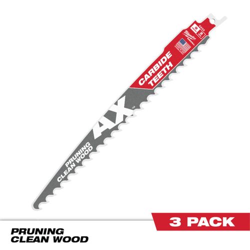 Main product image of 9" 3 TPI AX with Carbide Teeth SAWZALL Blade for Pruning (3 Pack), 48-00-5332