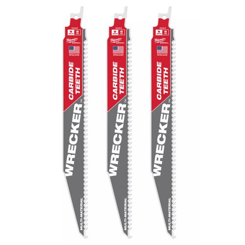 Main product image of 9" 6 TPI WRECKER with Carbide Teeth SAWZALL Blade for Multi-Material (3 Pack), 48-00-5342