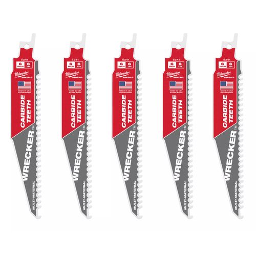 Main product image of 6" 6 TPI WRECKER with Carbide Teeth SAWZALL Blade for Multi-Material (5 Pack), 48-00-5541