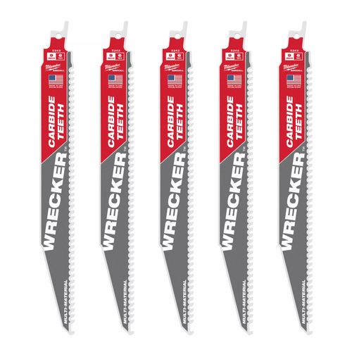 Main product image of 9" 6 TPI WRECKER with Carbide Teeth SAWZALL Blade for Multi-Material (5 Pack), 48-00-5542