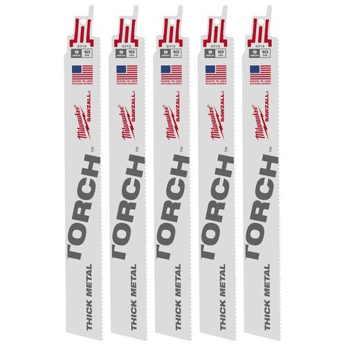 Main product image of 12" 10 TPI TORCH SAWZALL Blade for Thick Metal (Pack of 5), 48-00-5714