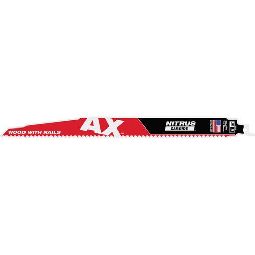Main product image of 12" 5 TPI AX w/NITRUS Carbide Teeth SAWZALL Blade for Wood with Nails, 48-00-7253