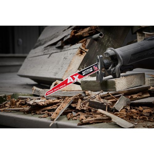 Main product image of 6" 5 TPI AX w/NITRUS Carbide Teeth SAWZALL Blade for Wood with Nails (Pack of 3), 48-00-7351
