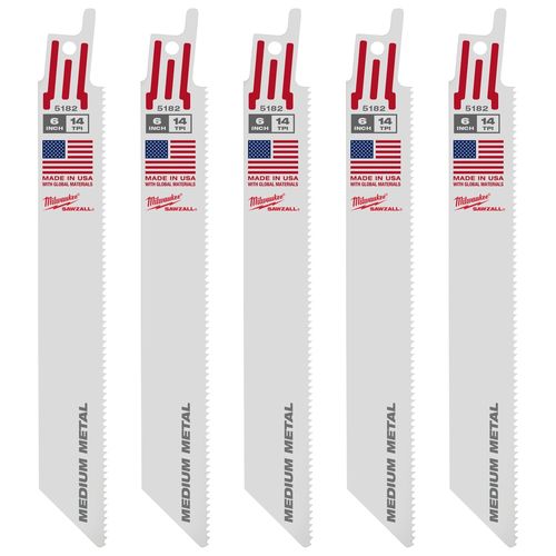 Main product image of 6" 14 TPI SAWZALL Blade for Medium Metal (Pack of 25), 48-00-8182