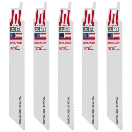 Main product image of 6" 14 TPI SAWZALL Blade for Medium Metal (Pack of 25), 48-00-8182