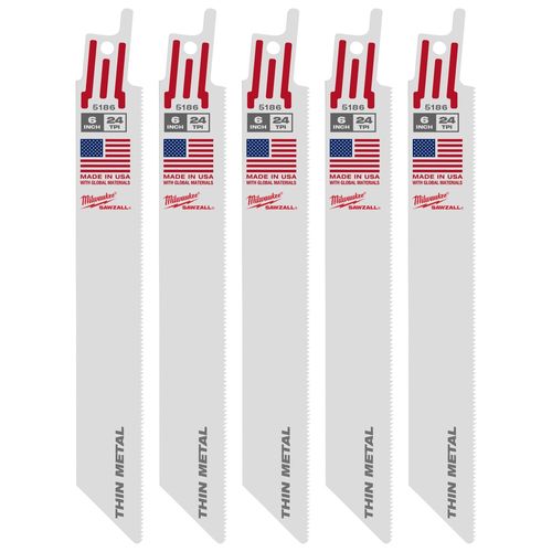 Main product image of 6" 24 TPI SAWZALL Blade for Thin Metal (Pack of 25), 48-00-8186