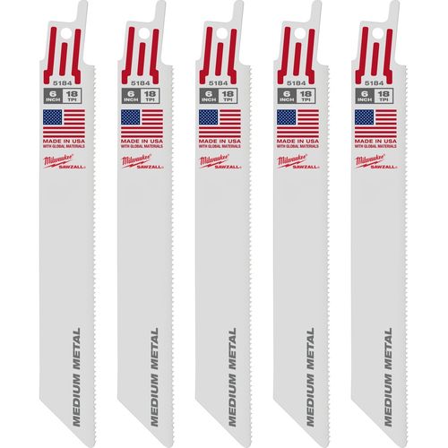 Main product image of 6" 18 TPI SAWZALL Blades (Pack of 25), 48-01-2184