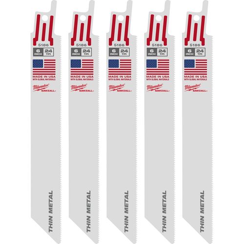 Main product image of 6" 24 TPI SAWZALL Blade for Thin Metal (Pack of 25), 48-01-2186