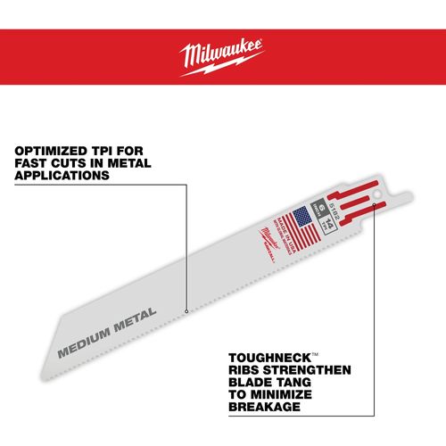 Main product image of 9" 14 TPI SAWZALL Blade for Medium Metal (Pack of 25), 48-01-2187