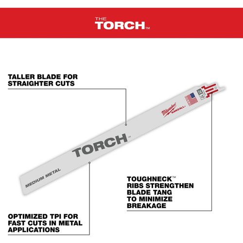 Main product image of 12" 14 TPI TORCH SAWZALL Blade for Medium Metal (Pack of 25), 48-01-2794