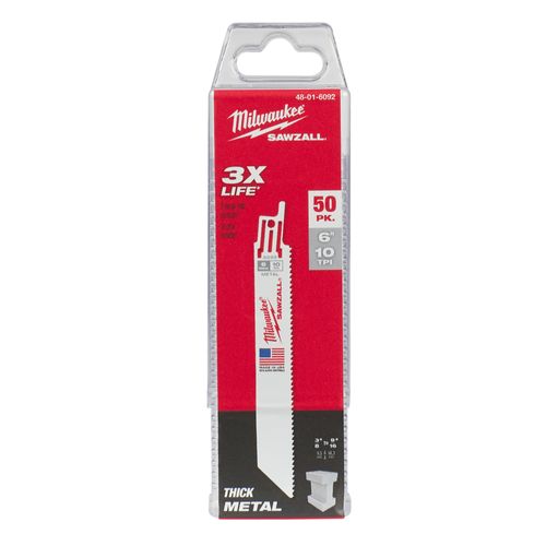 Main product image of 6" 10 TPI   Ice Hardened SAWZALL Blades (50 Pack), 48-01-6092
