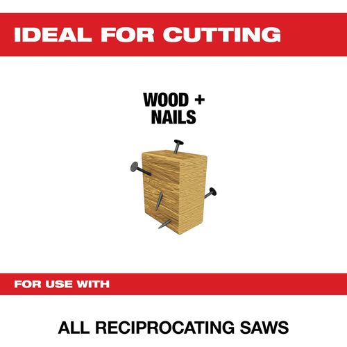 Main product image of 12" 5 TPI SAWZALL Blade for Wood with Nails (Pack of 100), 48-01-7037