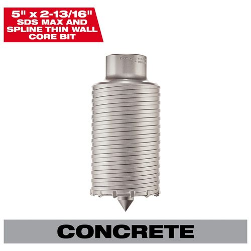 Main product image of SDS Max and SPLINE Thin Wall Carbide Tipped Core Bit 5", 48-20-5060