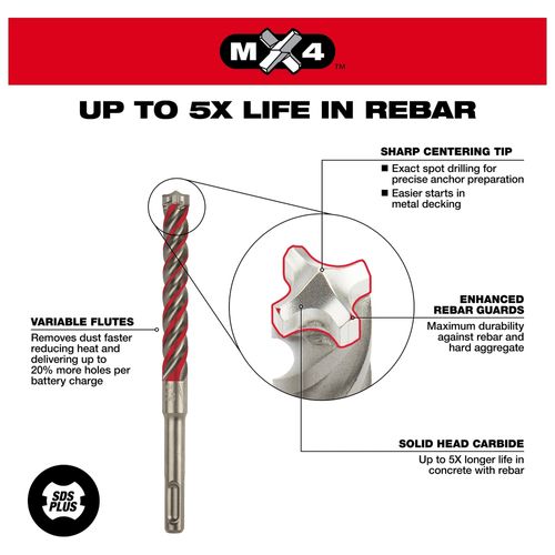Main product image of SDS Plus 4CT MX4 1-1/8" X 8" X 10", 48-20-7250