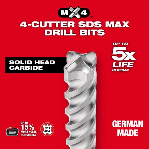 Main product image of 6 PC SDS Plus 4CT MX4 Rotary Hammer Drill Bit Set, 48-20-7499
