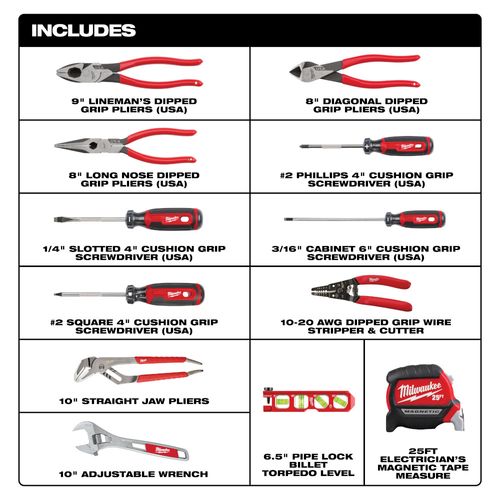 Main product image of 12-Piece Electrician's Hand Tool Set