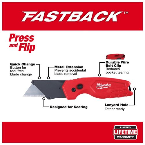 Main product image of FASTBACK Compact Folding Utility Knife (Pack of 3), 48-22-1522