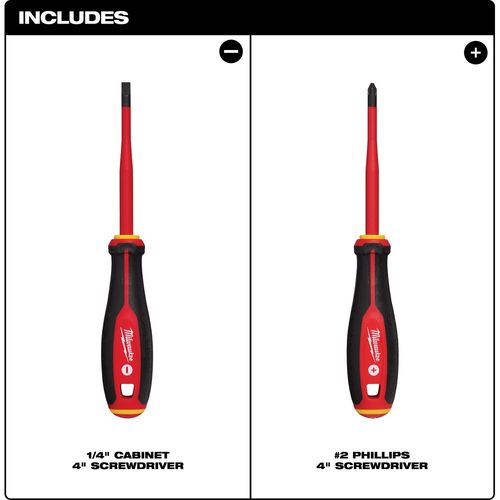 Main product image of 2 Piece 1000V Insulated Slim Tip Screwdriver Set, 48-22-2207