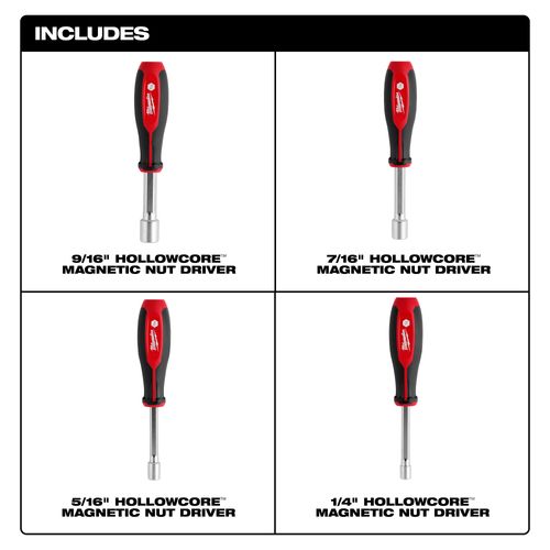Main product image of 4 Piece SAE HollowCore Magnetic Nut Driver Set, 48-22-2544