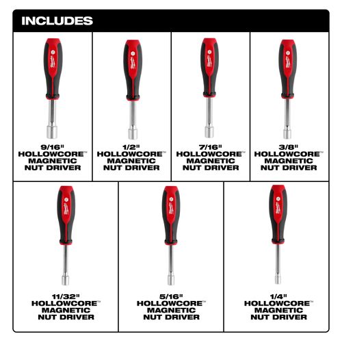 Main product image of 7 Piece SAE HollowCore Magnetic Nut Driver Set, 48-22-2547