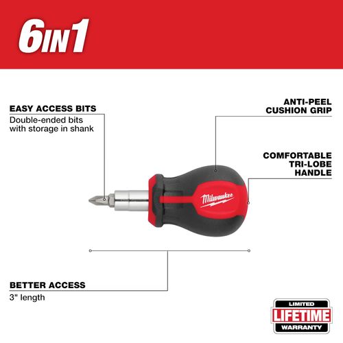Main product image of 6-in-1 Stubby Multi-Bit Screwdriver