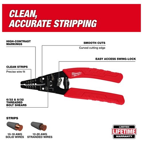 Main product image of 10-20 AWG Comfort Grip Wire Stripper & Cutter, 48-22-3050