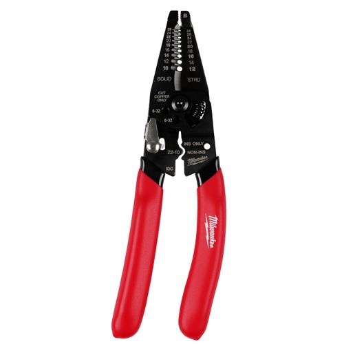 Main product image of 10-28 AWG Multi-Purpose Dipped Grip Wire Stripper & Cutter w/ Reinforced Head, 48-22-3052