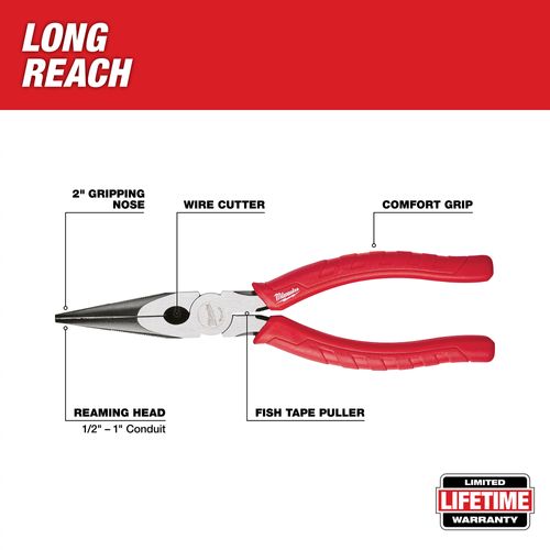 Main product image of 8" Comfort Grip Long Nose Pliers, 48-22-6101