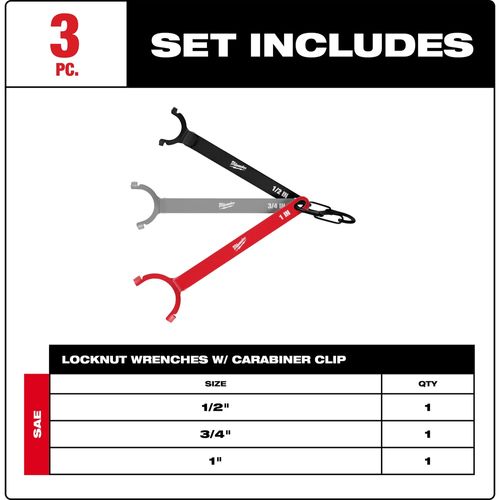 Main product image of 3 Piece Locknut Wrench Set, 48-22-6110