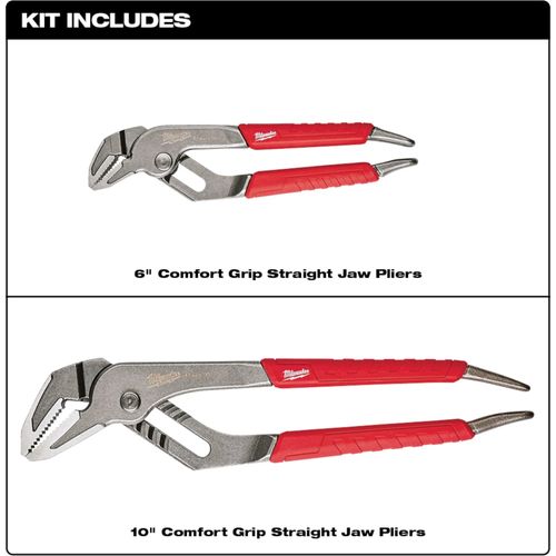 Main product image of 6" & 10" Comfort Grip Straight Jaw Pliers Set, 48-22-6330Y