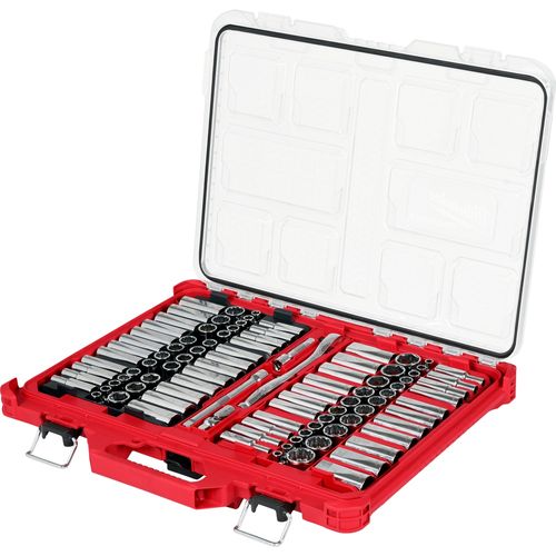 Main product image of 98 Piece 3/8" Drive 6-Pt & 12-Pt Metric & SAE Ratchet & Socket Set w/ PACKOUT Low-Profile Organizer