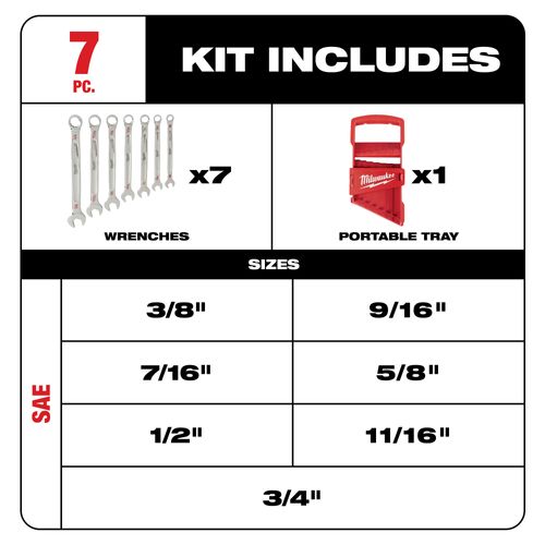 Main product image of 7 piece Combination Wrench Set - SAE, 48-22-9407