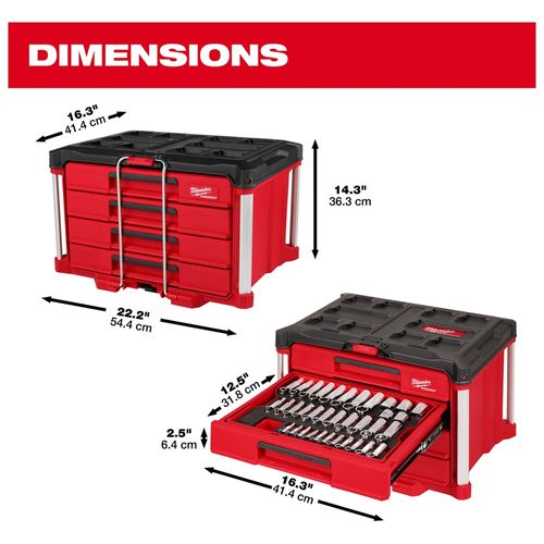 Main product image of 64 Piece Hand Tool Set with PACKOUT 4 Drawer Tool Box, 48-22-9493