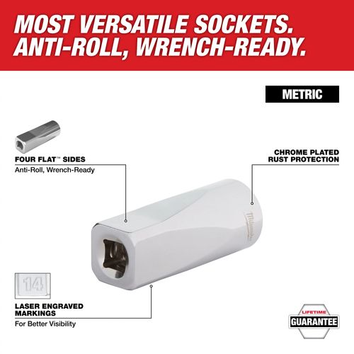 Main product image of 10 piece 3/8" Metric Sockets with 4 Flat Sides, 48-22-9503