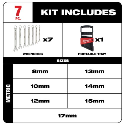 Main product image of 7 Piece Combination Wrench Set - Metric, 48-22-9507