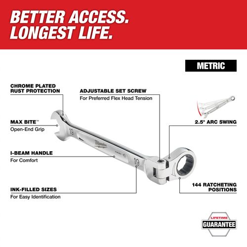 Main product image of 7 piece Metric Flex Head Ratcheting Combination Wrench, 48-22-9529