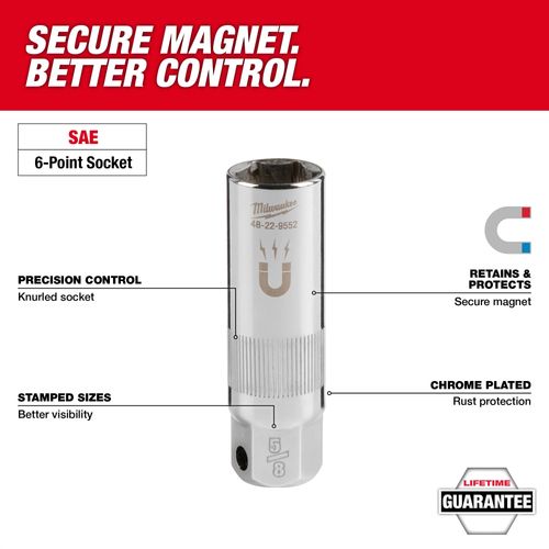 Main product image of 3/8" Drive 13/16" Magnetic Spark Plug Socket, 48-22-9554