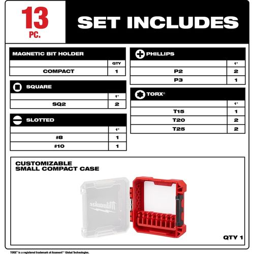 Main product image of 13 Piece SHOCKWAVE Impact Duty Driver Bit Set, 48-32-4035