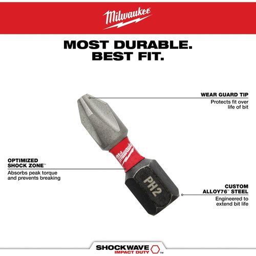Main product image of SHOCKWAVE Impact Duty 1" Square Recess #1 Insert Bits (Pack of 2), 48-32-4421